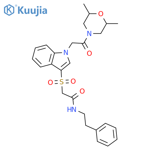 2-({1-2-(2,6-dimethylmorpholin-4-yl)-2-oxoethyl-1H-indol-3-yl}sulfonyl)-N-(2-phenylethyl)acetamide structure