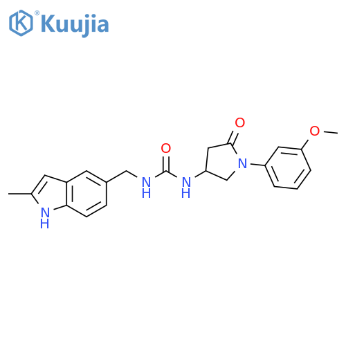 3-1-(3-methoxyphenyl)-5-oxopyrrolidin-3-yl-1-(2-methyl-1H-indol-5-yl)methylurea structure
