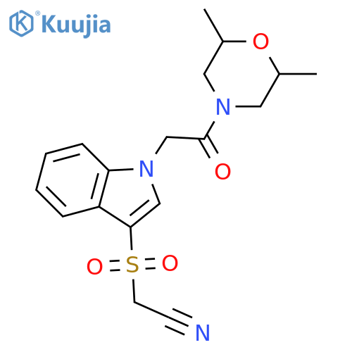 2-({1-2-(2,6-dimethylmorpholin-4-yl)-2-oxoethyl-1H-indol-3-yl}sulfonyl)acetonitrile structure
