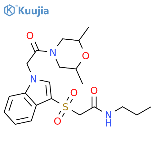 2-({1-2-(2,6-dimethylmorpholin-4-yl)-2-oxoethyl-1H-indol-3-yl}sulfonyl)-N-propylacetamide structure