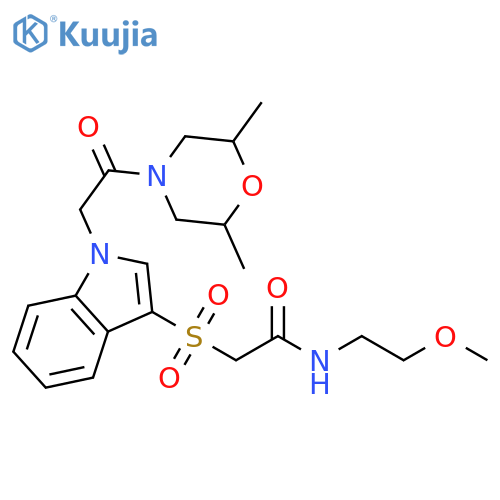 2-({1-2-(2,6-dimethylmorpholin-4-yl)-2-oxoethyl-1H-indol-3-yl}sulfonyl)-N-(2-methoxyethyl)acetamide structure