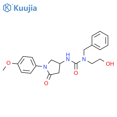 1-benzyl-1-(2-hydroxyethyl)-3-1-(4-methoxyphenyl)-5-oxopyrrolidin-3-ylurea structure