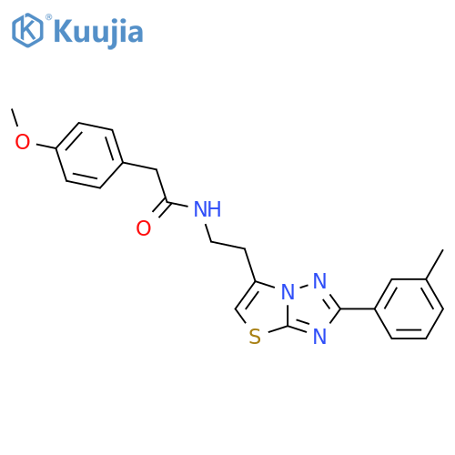 2-(4-methoxyphenyl)-N-{2-2-(3-methylphenyl)-1,2,4triazolo3,2-b1,3thiazol-6-ylethyl}acetamide structure