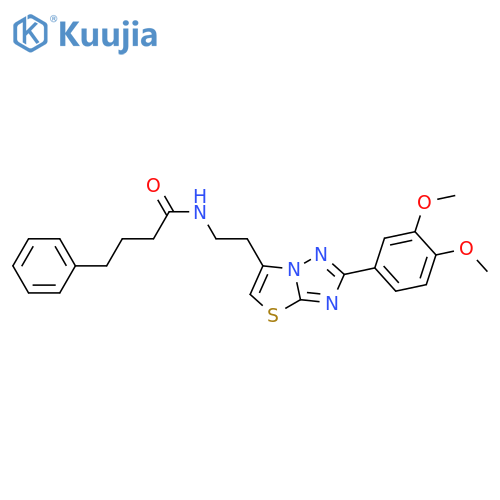 N-{2-2-(3,4-dimethoxyphenyl)-1,2,4triazolo3,2-b1,3thiazol-6-ylethyl}-4-phenylbutanamide structure