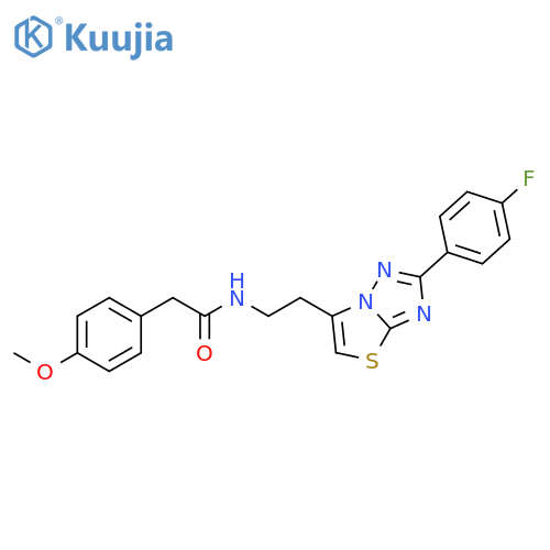 N-{2-2-(4-fluorophenyl)-1,2,4triazolo3,2-b1,3thiazol-6-ylethyl}-2-(4-methoxyphenyl)acetamide structure