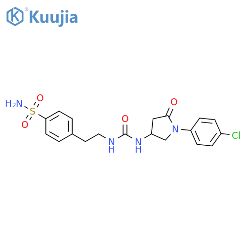 3-1-(4-chlorophenyl)-5-oxopyrrolidin-3-yl-1-2-(4-sulfamoylphenyl)ethylurea structure