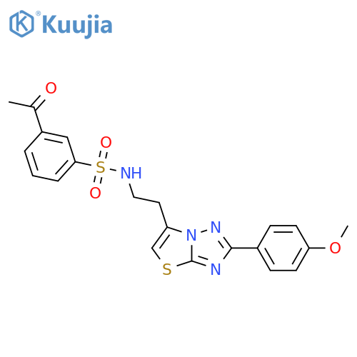 3-acetyl-N-{2-2-(4-methoxyphenyl)-1,2,4triazolo3,2-b1,3thiazol-6-ylethyl}benzene-1-sulfonamide structure