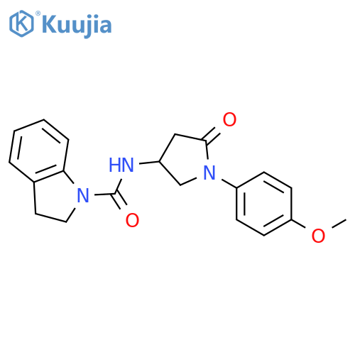N-1-(4-methoxyphenyl)-5-oxopyrrolidin-3-yl-2,3-dihydro-1H-indole-1-carboxamide structure