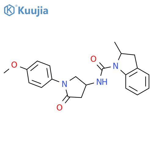 N-1-(4-methoxyphenyl)-5-oxopyrrolidin-3-yl-2-methyl-2,3-dihydro-1H-indole-1-carboxamide structure