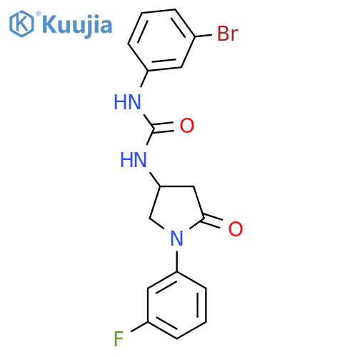 1-(3-bromophenyl)-3-1-(3-fluorophenyl)-5-oxopyrrolidin-3-ylurea structure
