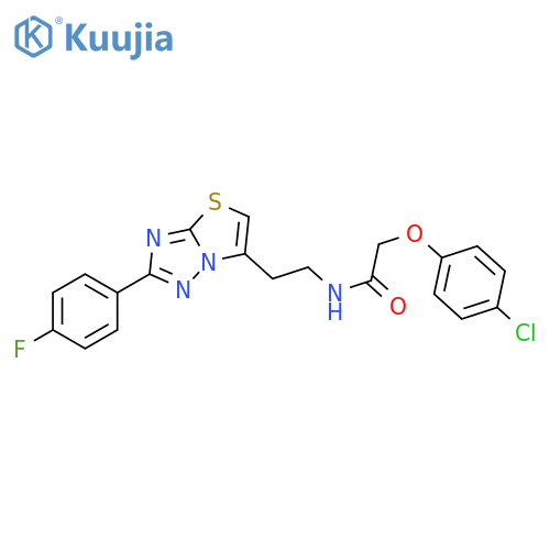 2-(4-chlorophenoxy)-N-{2-2-(4-fluorophenyl)-1,2,4triazolo3,2-b1,3thiazol-6-ylethyl}acetamide structure