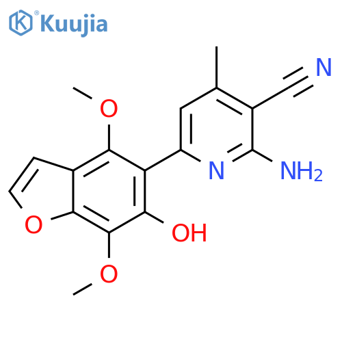 3-Pyridinecarbonitrile, 2-amino-6-(6-hydroxy-4,7-dimethoxy-5-benzofuranyl)-4-methyl- structure