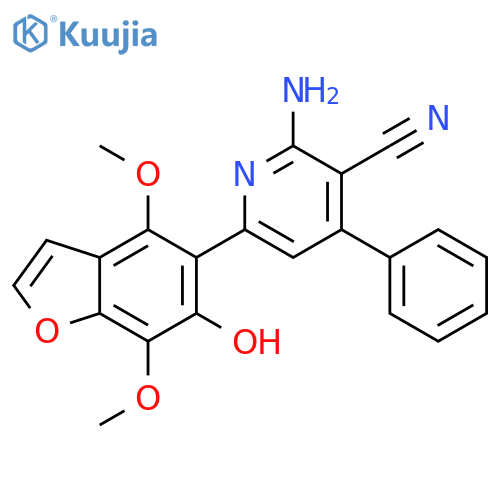 3-Pyridinecarbonitrile, 2-amino-6-(6-hydroxy-4,7-dimethoxy-5-benzofuranyl)-4-phenyl- structure