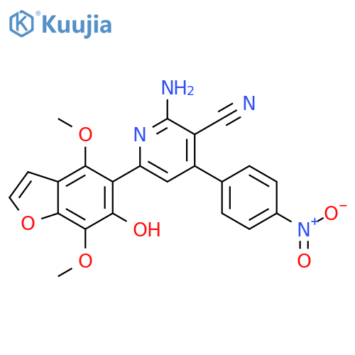 3-Pyridinecarbonitrile, 2-amino-6-(6-hydroxy-4,7-dimethoxy-5-benzofuranyl)-4-(4-nitrophenyl)- structure