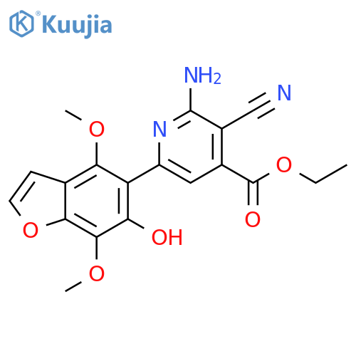 4-Pyridinecarboxylic acid,2-amino-3-cyano-6-(6-hydroxy-4,7-dimethoxy-5-benzofuranyl)-, ethylester structure