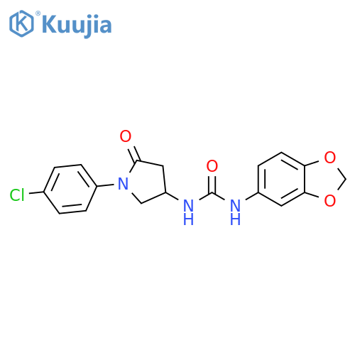 1-(2H-1,3-benzodioxol-5-yl)-3-1-(4-chlorophenyl)-5-oxopyrrolidin-3-ylurea structure