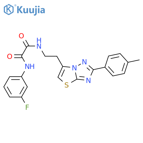 N'-(3-fluorophenyl)-N-{2-2-(4-methylphenyl)-1,2,4triazolo3,2-b1,3thiazol-6-ylethyl}ethanediamide structure