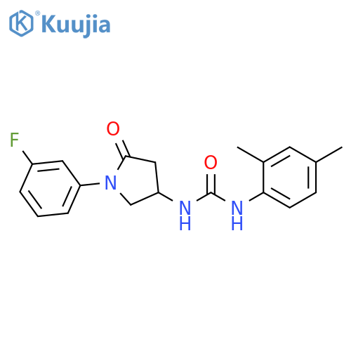 1-(2,4-dimethylphenyl)-3-1-(3-fluorophenyl)-5-oxopyrrolidin-3-ylurea structure