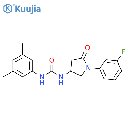 1-(3,5-dimethylphenyl)-3-1-(3-fluorophenyl)-5-oxopyrrolidin-3-ylurea structure