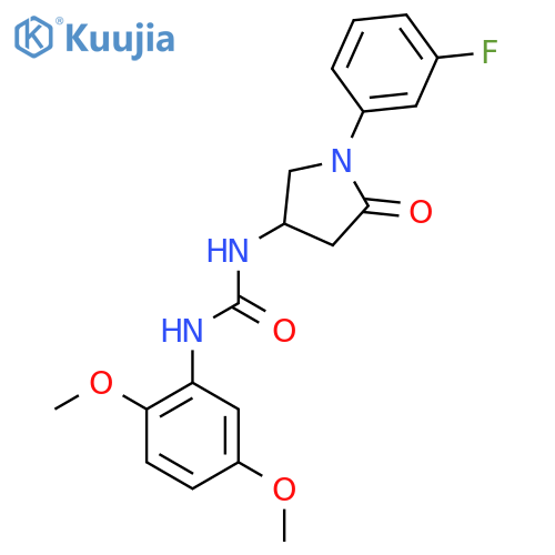 1-(2,5-dimethoxyphenyl)-3-1-(3-fluorophenyl)-5-oxopyrrolidin-3-ylurea structure