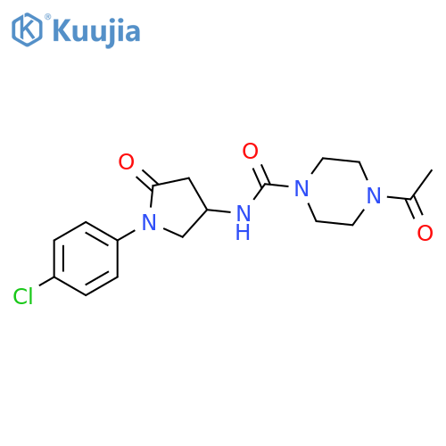 4-acetyl-N-1-(4-chlorophenyl)-5-oxopyrrolidin-3-ylpiperazine-1-carboxamide structure
