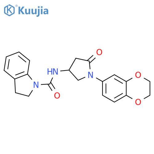 N-1-(2,3-dihydro-1,4-benzodioxin-6-yl)-5-oxopyrrolidin-3-yl-2,3-dihydro-1H-indole-1-carboxamide structure