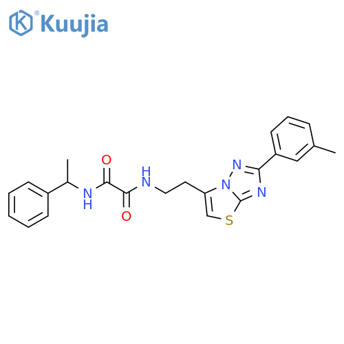 N-{2-2-(3-methylphenyl)-1,2,4triazolo3,2-b1,3thiazol-6-ylethyl}-N'-(1-phenylethyl)ethanediamide structure