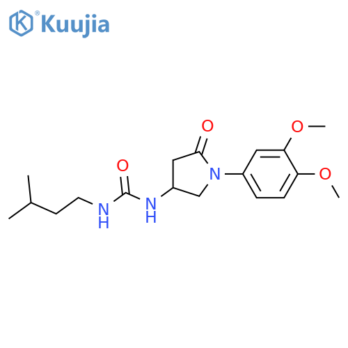 1-1-(3,4-dimethoxyphenyl)-5-oxopyrrolidin-3-yl-3-(3-methylbutyl)urea structure