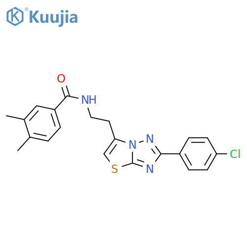 N-{2-2-(4-chlorophenyl)-1,2,4triazolo3,2-b1,3thiazol-6-ylethyl}-3,4-dimethylbenzamide structure