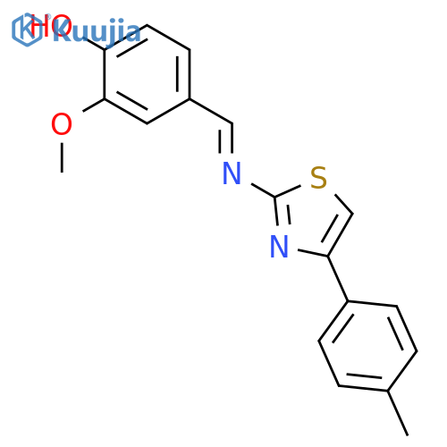 Phenol, 2-methoxy-4-[[[4-(4-methylphenyl)-2-thiazolyl]imino]methyl]- structure