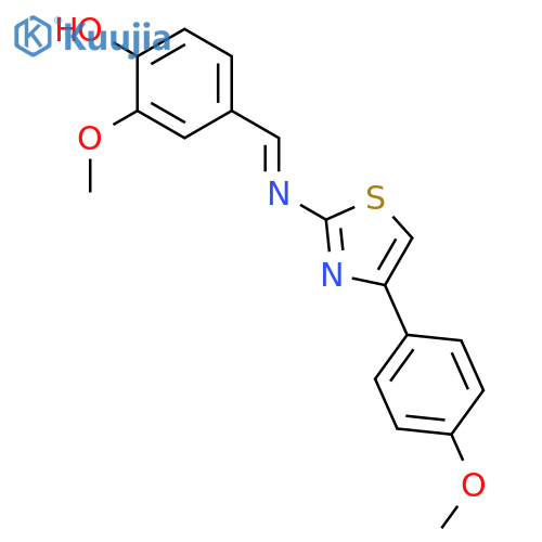 Phenol, 2-methoxy-4-[[[4-(4-methoxyphenyl)-2-thiazolyl]imino]methyl]- structure