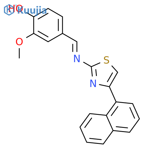 Phenol, 2-methoxy-4-[[[4-(1-naphthalenyl)-2-thiazolyl]imino]methyl]- structure