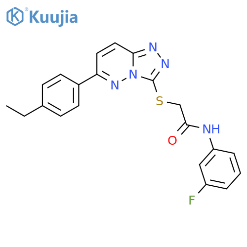 2-[[6-(4-ethylphenyl)-[1,2,4]triazolo[4,3-b]pyridazin-3-yl]sulfanyl]-N-(3-fluorophenyl)acetamide structure