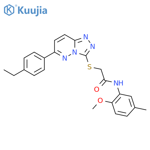 2-{6-(4-ethylphenyl)-1,2,4triazolo4,3-bpyridazin-3-ylsulfanyl}-N-(2-methoxy-5-methylphenyl)acetamide structure