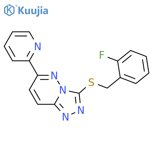 2-(3-{(2-fluorophenyl)methylsulfanyl}-1,2,4triazolo4,3-bpyridazin-6-yl)pyridine structure