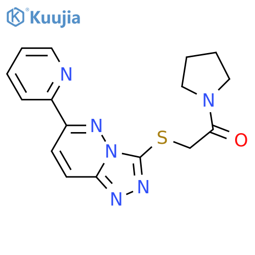 2-{6-(pyridin-2-yl)-1,2,4triazolo4,3-bpyridazin-3-ylsulfanyl}-1-(pyrrolidin-1-yl)ethan-1-one structure