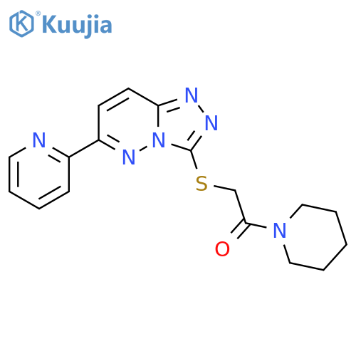 1-(piperidin-1-yl)-2-{6-(pyridin-2-yl)-1,2,4triazolo4,3-bpyridazin-3-ylsulfanyl}ethan-1-one structure