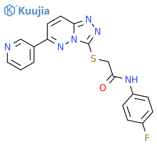 N-(4-fluorophenyl)-2-{6-(pyridin-3-yl)-1,2,4triazolo4,3-bpyridazin-3-ylsulfanyl}acetamide structure