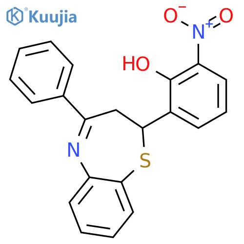 Phenol, 2-(2,3-dihydro-4-phenyl-1,5-benzothiazepin-2-yl)-6-nitro- structure