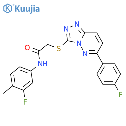 N-(3-fluoro-4-methylphenyl)-2-{6-(4-fluorophenyl)-1,2,4triazolo4,3-bpyridazin-3-ylsulfanyl}acetamide structure