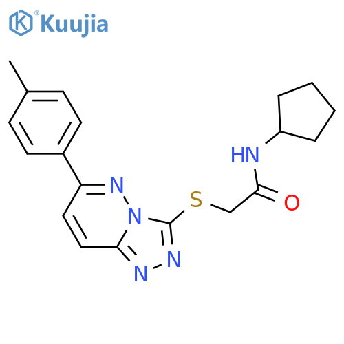 N-cyclopentyl-2-{6-(4-methylphenyl)-1,2,4triazolo4,3-bpyridazin-3-ylsulfanyl}acetamide structure
