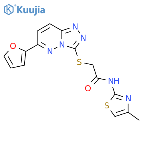 2-{6-(furan-2-yl)-1,2,4triazolo4,3-bpyridazin-3-ylsulfanyl}-N-(4-methyl-1,3-thiazol-2-yl)acetamide structure