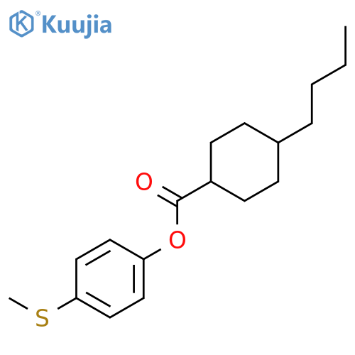 Cyclohexanecarboxylic acid, 4-butyl-, 4-(methylthio)phenyl ester, trans- structure