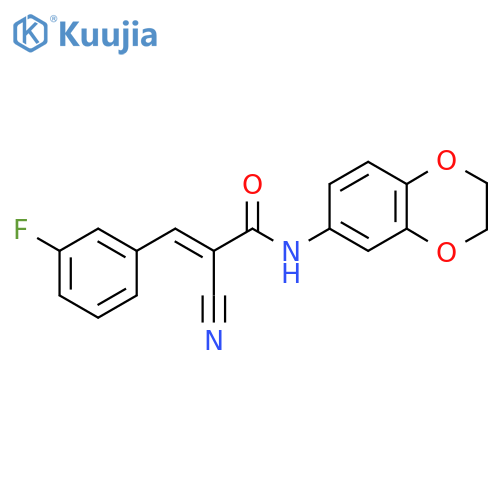 2-cyano-N-(2,3-dihydro-1,4-benzodioxin-6-yl)-3-(3-fluorophenyl)prop-2-enamide structure