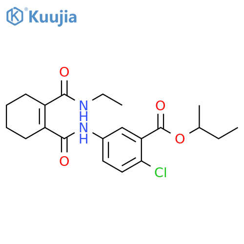 Benzoic acid, 2-chloro-5-[[[2-[(ethylamino)carbonyl]-1-cyclohexen-1-yl]carbonyl]amino]-, 1-methylpropyl ester structure
