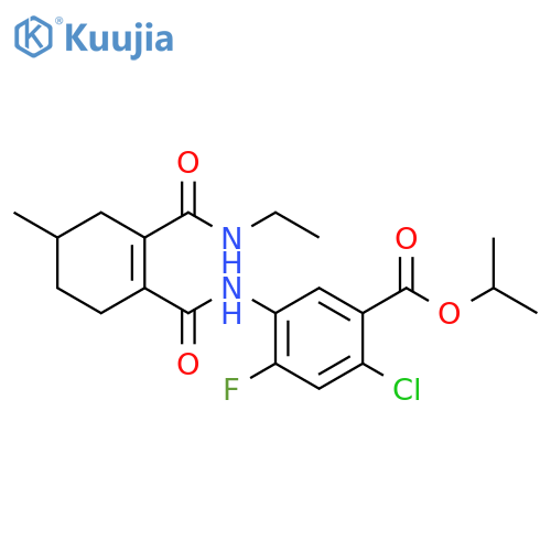Benzoic acid, 2-chloro-5-[[[2-[(ethylamino)carbonyl]-4-methyl-1-cyclohexen-1-yl]carbonyl]amino]-4-fluoro-, 1-methylethyl ester structure