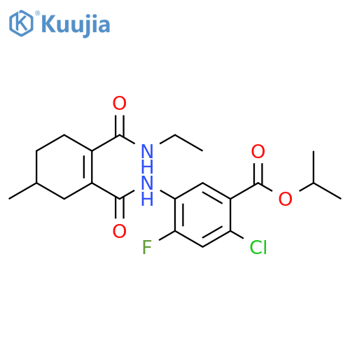 Benzoic acid,2-chloro-5-[[[2-[(ethylamino)carbonyl]-5-methyl-1-cyclohexen-1-yl]carbonyl]amino]-4-fluoro-, 1-methylethyl ester structure