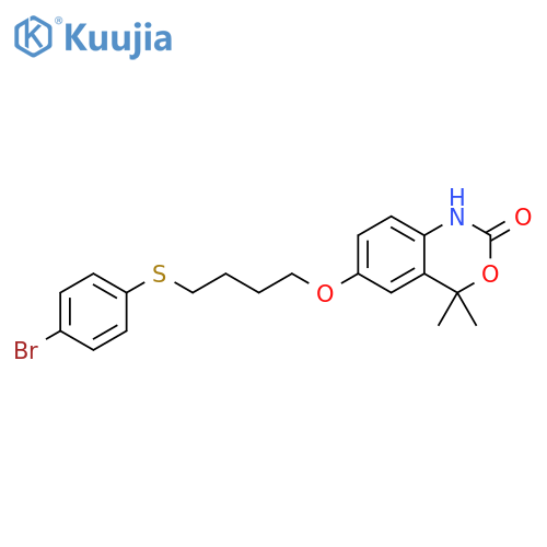 2H-3,1-Benzoxazin-2-one, 6-[4-[(4-bromophenyl)thio]butoxy]-1,4-dihydro-4,4-dimethyl- structure