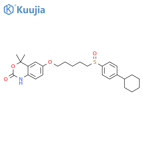 2H-3,1-Benzoxazin-2-one, 6-[[5-[(4-cyclohexylphenyl)sulfinyl]pentyl]oxy]-1,4-dihydro-4,4-dimethyl- structure