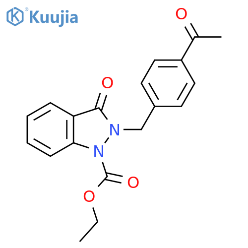1H-Indazole-1-carboxylic acid,2-[(4-acetylphenyl)methyl]-2,3-dihydro-3-oxo-, ethyl ester structure